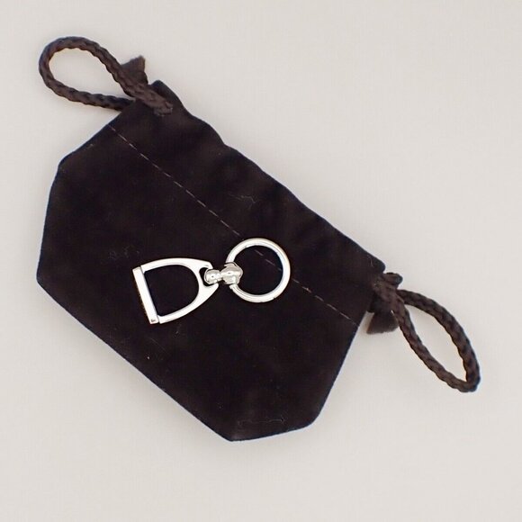 HERMES Logo Charms Etrier Twilly Scarf Ring Metal Silver Italy Accessory - Picture 4 of 9